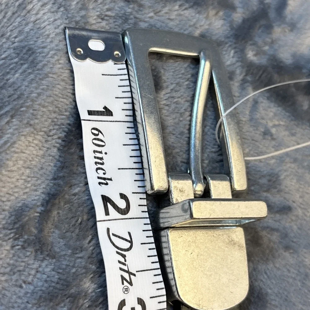 Silver Green Leather‎ Belt Reversible Snakeskin Embossed Reptile M NWT - Picture 11 of 16